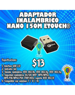 ADAPTADOR INALAMBRICO NANO 150M ETOUCH